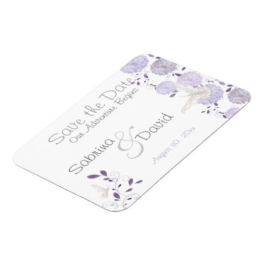 Butterfly Lilac Chrysanthemas Save the Date Magnet (Linke Seite)