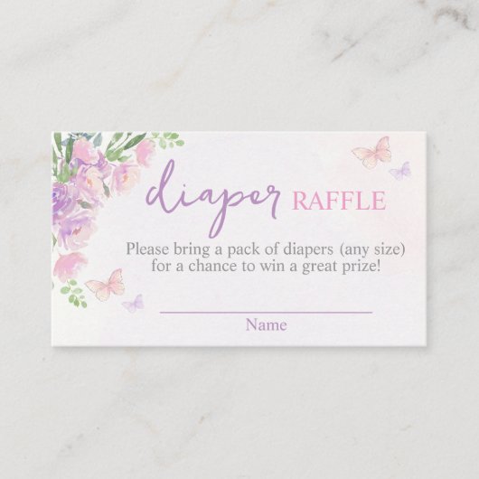 Butterfly lilac Pink Diaper Raffel Begleitkarte (Vorderseite)