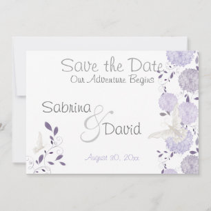 Butterfly Lilac Plum Chrysanthemum Save the Date