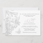 Butterfly Lilies Silver 25. Hochzeitstag Einladung (Vorderseite)