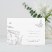 Butterfly Lilies Silver Wedding Jubiläum UAWG RSVP Karte (Stehend Vorderseite)