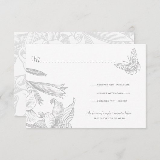 Butterfly Lilies Silver Wedding Jubiläum UAWG RSVP Karte (Vorne/Hinten)