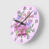 Butterfly Lily Mama Runde Wanduhr (Winkel)