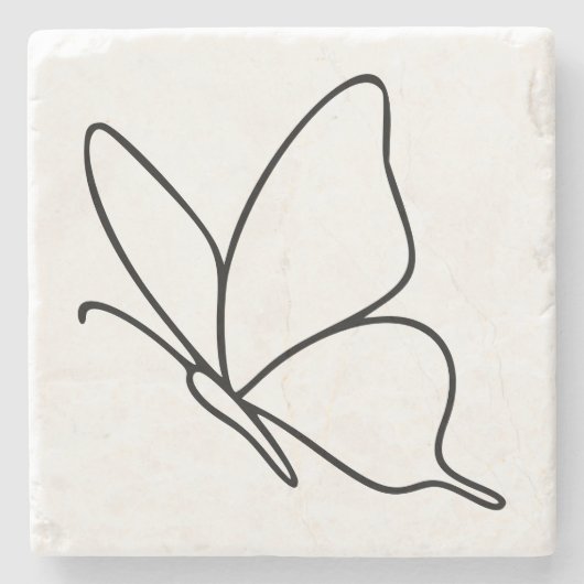 Butterfly Line Art – Insect Illustration Steinuntersetzer (Vorderseite)