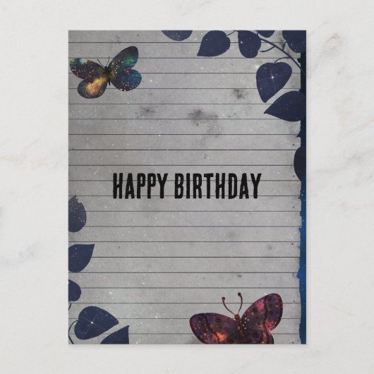 Butterfly Lined Paper Collage Geburtstag Postkarte (Vorderseite)