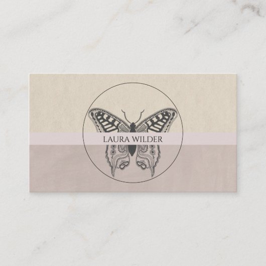 Butterfly-Logo Dusty Gray Pink Personal Telefonnummerkarte (Vorderseite)
