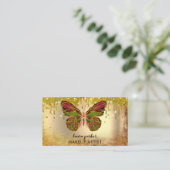 Butterfly Logo Gold Drilling Girly Modern Rainbow Visitenkarte (Stehend Vorderseite)