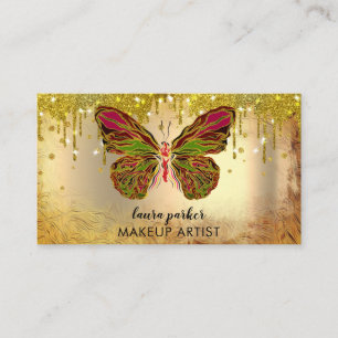 Butterfly Logo Gold Drilling Girly Modern Rainbow  Visitenkarte