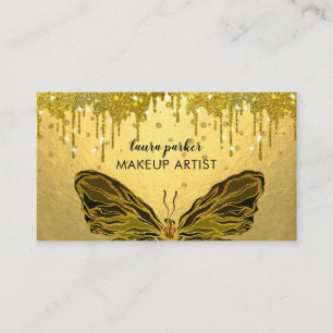 Butterfly Logo Gold Glitzer Dripping Girl Visitenkarte