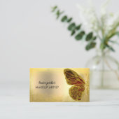 Butterfly Logo Gold Glitzer Girl Modern Business Visitenkarte (Stehend Vorderseite)