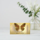 Butterfly Logo Gold Glitzer Girly Moderne Elegant Visitenkarte (Stehend Vorderseite)