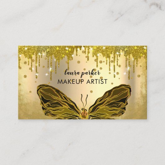 Butterfly-Logo Gold-Glitzer treiben Girly Busine Visitenkarte (Vorderseite)