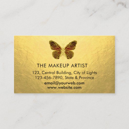 Butterfly-Logo Gold-Glitzer treiben Girly Modern Visitenkarte (Rückseite)