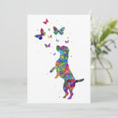 Butterfly Lover Beagle Hund spielen mit Schmetterl Dankeskarte (Stehend Vorderseite)