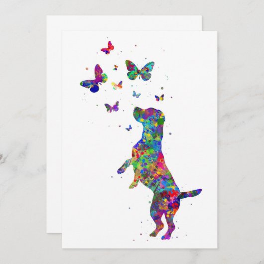 Butterfly Lover Beagle Hund spielen mit Schmetterl Save The Date (Vorne/Hinten)