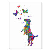 Butterfly Lover Beagle Hund spielen mit Schmetterl Tischnummer (Vorderseite)