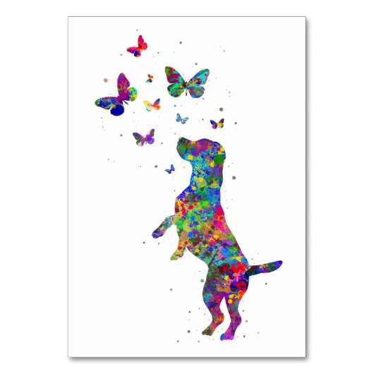Butterfly Lover Beagle Hund spielen mit Schmetterl Tischnummer (Vorderseite)