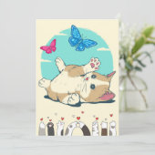 Butterfly Lover Cat Play mit Butterfly Save The Date (Stehend Vorderseite)
