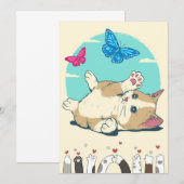 Butterfly Lover Cat Play mit Butterfly Save The Date (Vorne/Hinten)