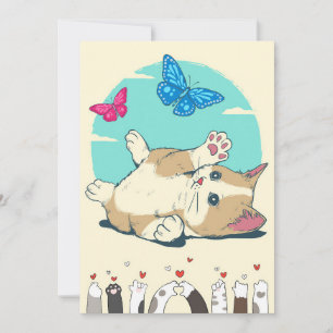 Butterfly Lover Cat Play mit Butterfly Save The Date