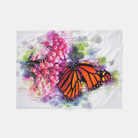 Butterfly Lover Monarch Butterfly Fleecedecke (Vorderseite (Horizontal))