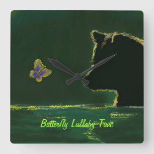 Butterfly Lullaby Time Wall Clock Quadratische Wanduhr