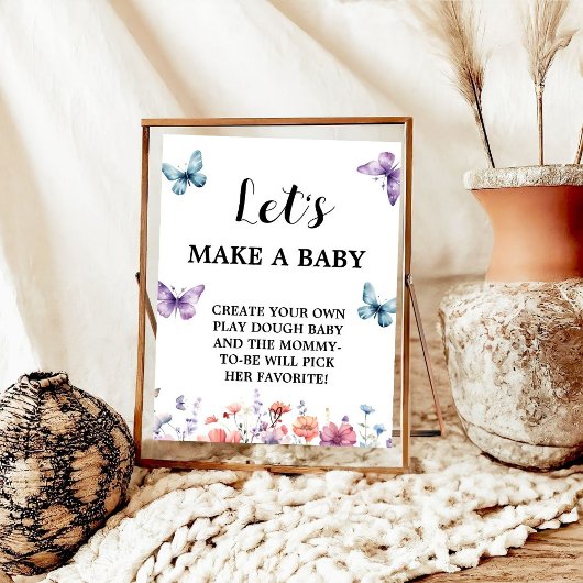 Butterfly machen wir ein Baby Shower Game Schild