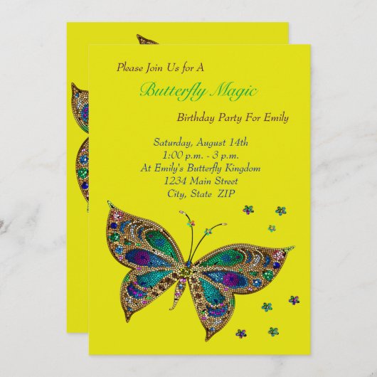Butterfly Magie Geburtstag Einladung (Vorne/Hinten)