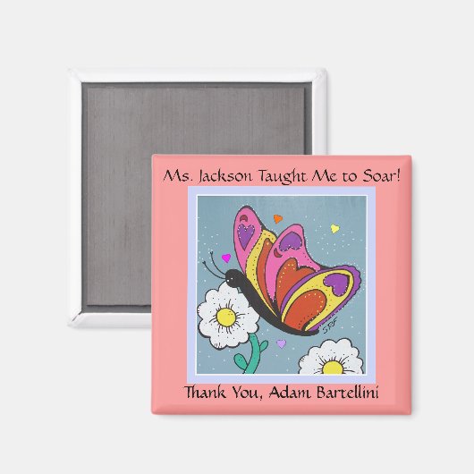Butterfly Magnet - Lehrer Vielen Dank! (Vorderseite/Rückseite)