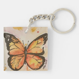 Butterfly/Magnolia Double-sided Acrylic Keychain  Schlüsselanhänger