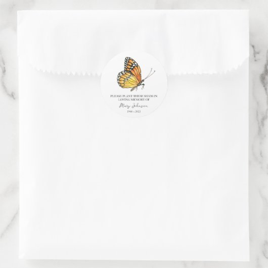Butterfly-Mahnmal-Bestattungspaket Runder Aufkleber (Tasche)