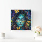 Butterfly Maid Quadratische Wanduhr (Zuhause)