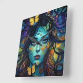 Butterfly Maid Quadratische Wanduhr (Winkel)