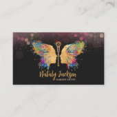 Butterfly Makeup Brush Frauenprofil Visitenkarte (Vorderseite)