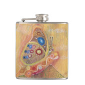 Butterfly-Malerei Vinyl Wrapped Flask Flachmann (Vorderseite)
