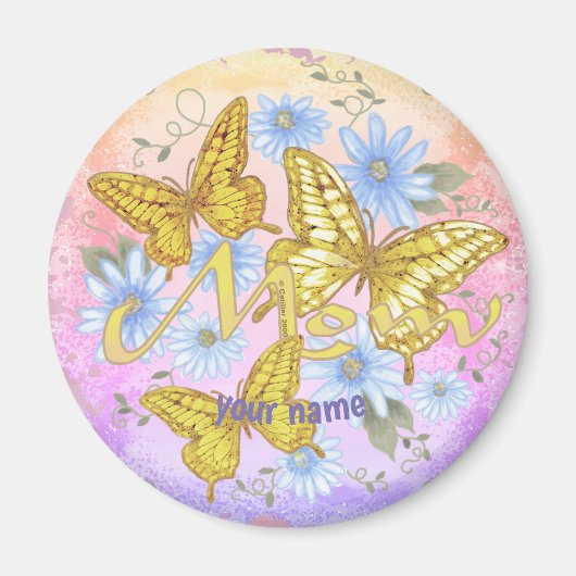 Butterfly-Mama-individuelle Name Magnet (Vorne)