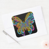 BUTTERFLY MANDALA ART FÜR SPIRITUELLE MEDITUNG QUADRATISCHER AUFKLEBER (Umschlag)