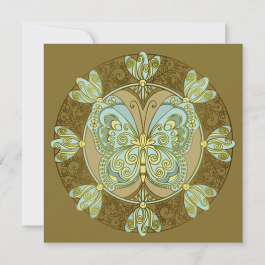 Butterfly Mandala - Grußkarte Dankeskarte (Vorderseite)