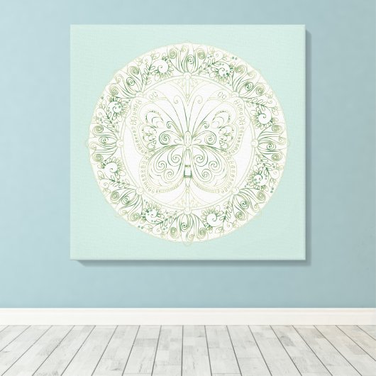 Butterfly Mandala - Wrapped Canvas Leinwanddruck (Insitu (Holzboden))