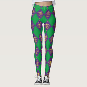 Butterfly Mardi Gras Harlequin Muster Leggings
