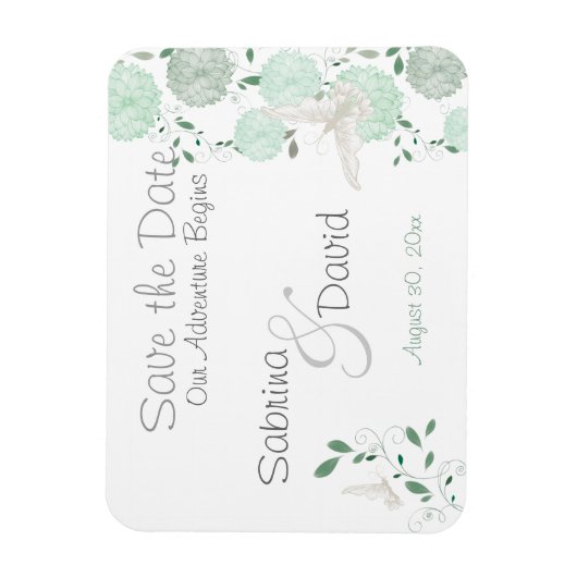 Butterfly Matcha Chrysanthemas Save the Date Magnet (Vertikal)