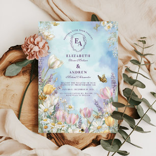Butterfly Meadow Spring Floral Wedding Einladung