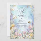 Butterfly Meadow Spring Floral Wedding Einladung (Vorderseite)