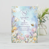 Butterfly Meadow Spring Floral Wedding Einladung (Stehend Vorderseite)