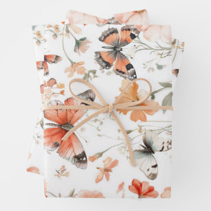 Butterfly Meadow Wasserfarbe Hübsch Geschenkpapier Set