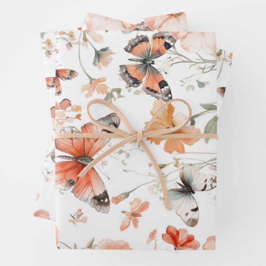 Butterfly Meadow Wasserfarbe Hübsch Geschenkpapier Set (Beispiel)