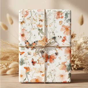 Butterfly Meadow Wasserfarbe Hübsch Geschenkpapier Set