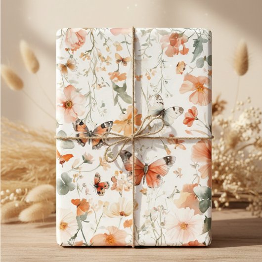 Butterfly Meadow Wasserfarbe Hübsch Geschenkpapier Set