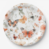 Butterfly Meadow Wasserfarbe Hübsches Brautparty Pappteller (Vorderseite)