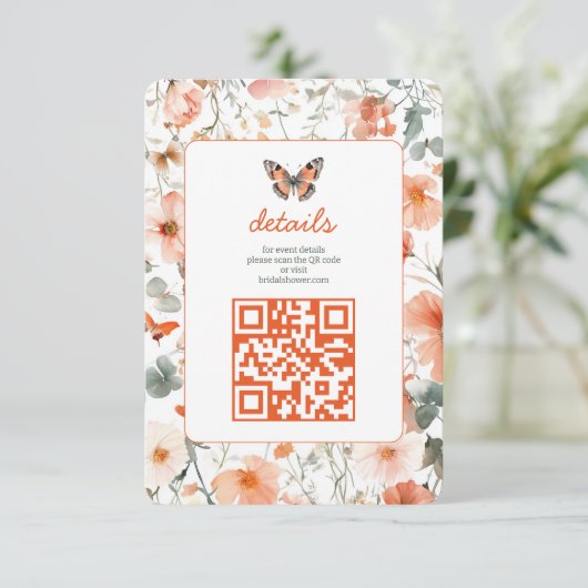 Butterfly Meadow Watercolor Brautparty CUSTOM Begleitkarte (Stehend Vorderseite)